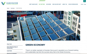 Green Economy page on the VEC website